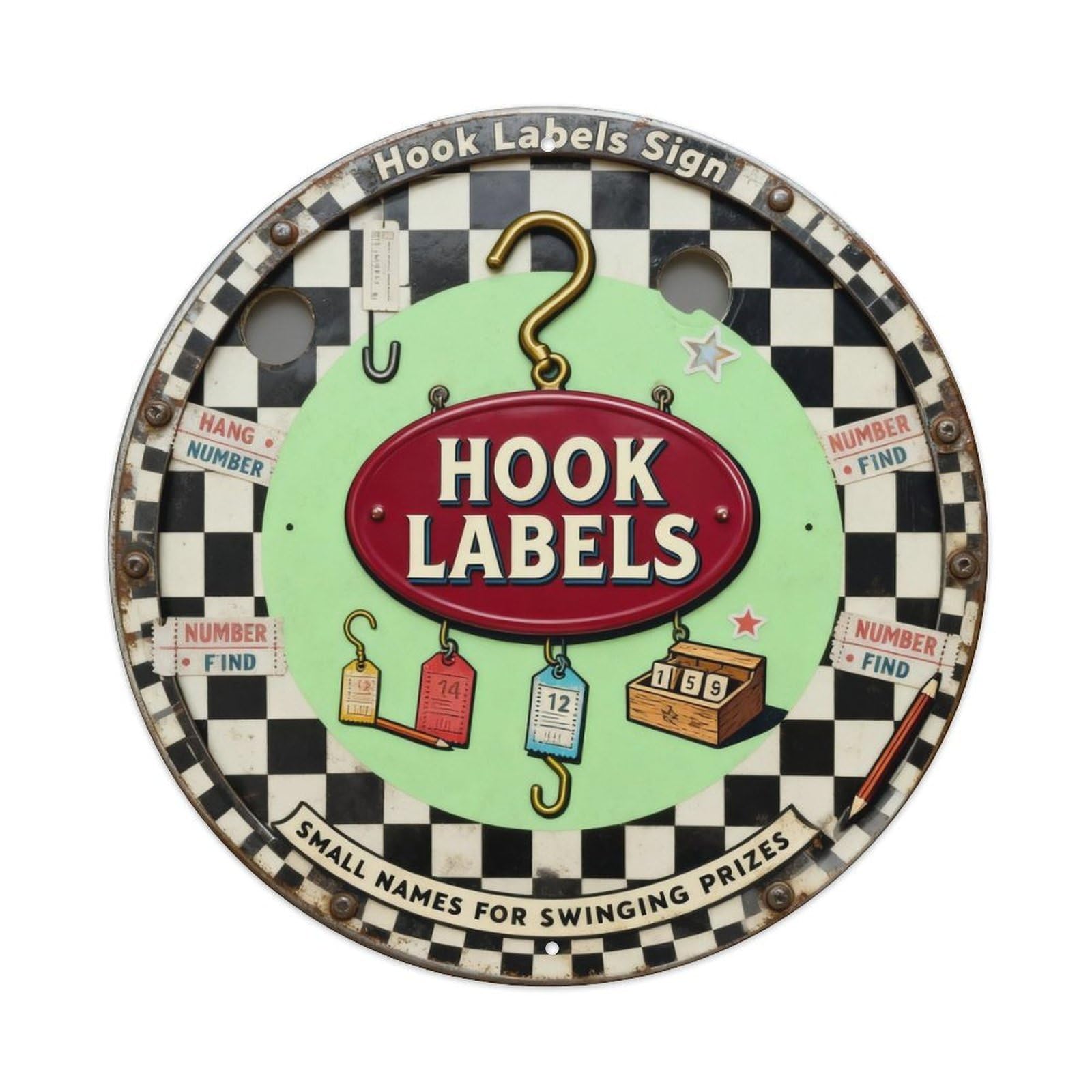 Hook Labels Sign Metal Tin Sign Plaque