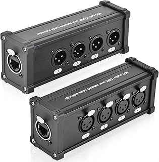 JOLGOO 4 Channel 3 Pin Multi Network XLR Cable Breakout, 3 Pin XLR to RJ45, for Live Stage, Home Studio Recording, XLR, AES, DMX Channels Over RJ45 Cat5/Cat6 Ethernet Cable