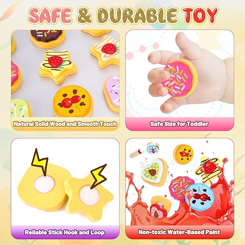 Miniatura 2 de Slice and Bake - Juego de comida de madera para cocina de niños, accesorios de comida de juguete, galletas y bandeja para hornear, juego de hornear