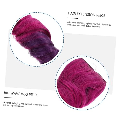 1pc Color Gradient Faux Hair Extension One Piece Clip Hairpiece Five Clips Beautiful Wavy Design for Daily Use and Special Occasions Comfortable and Synthetic Hair