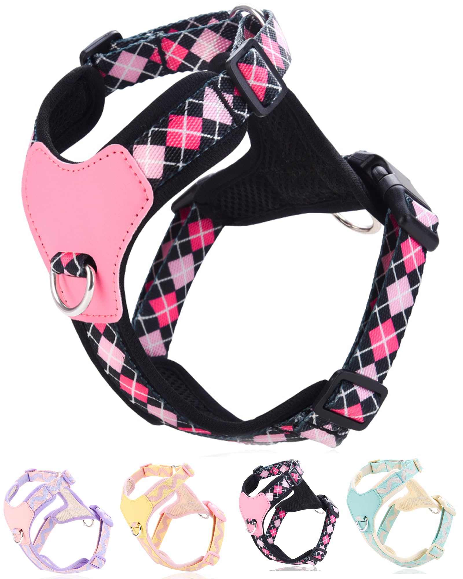 Petank Black Small Dog Harness for Small Dogs, No Pull Dog Harness with 2 Leash Clips, Puppy Harness, Adjustable Dog Vest Harness (Black, S)