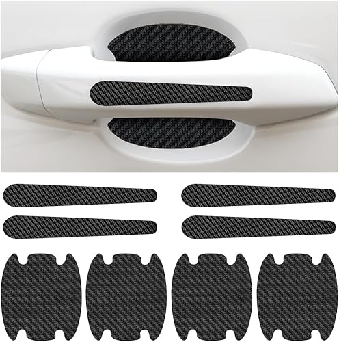 Adhesivo para manija de puerta de automóvil, 8 protectores de fibra de carbono contra arañazos, universal para manija de puerta de automóvil,