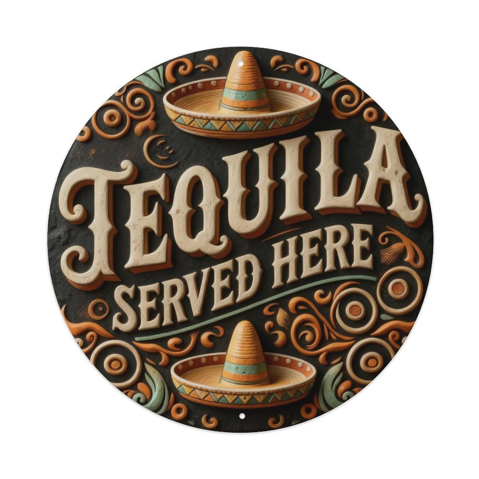 Zlatcbu Vintage Tequila Served Here Pattern Print Metal Tin Sign Retro Wall Art Poster, Decor For Home Living Room Bar Cafe Garage, 8X8 Inch