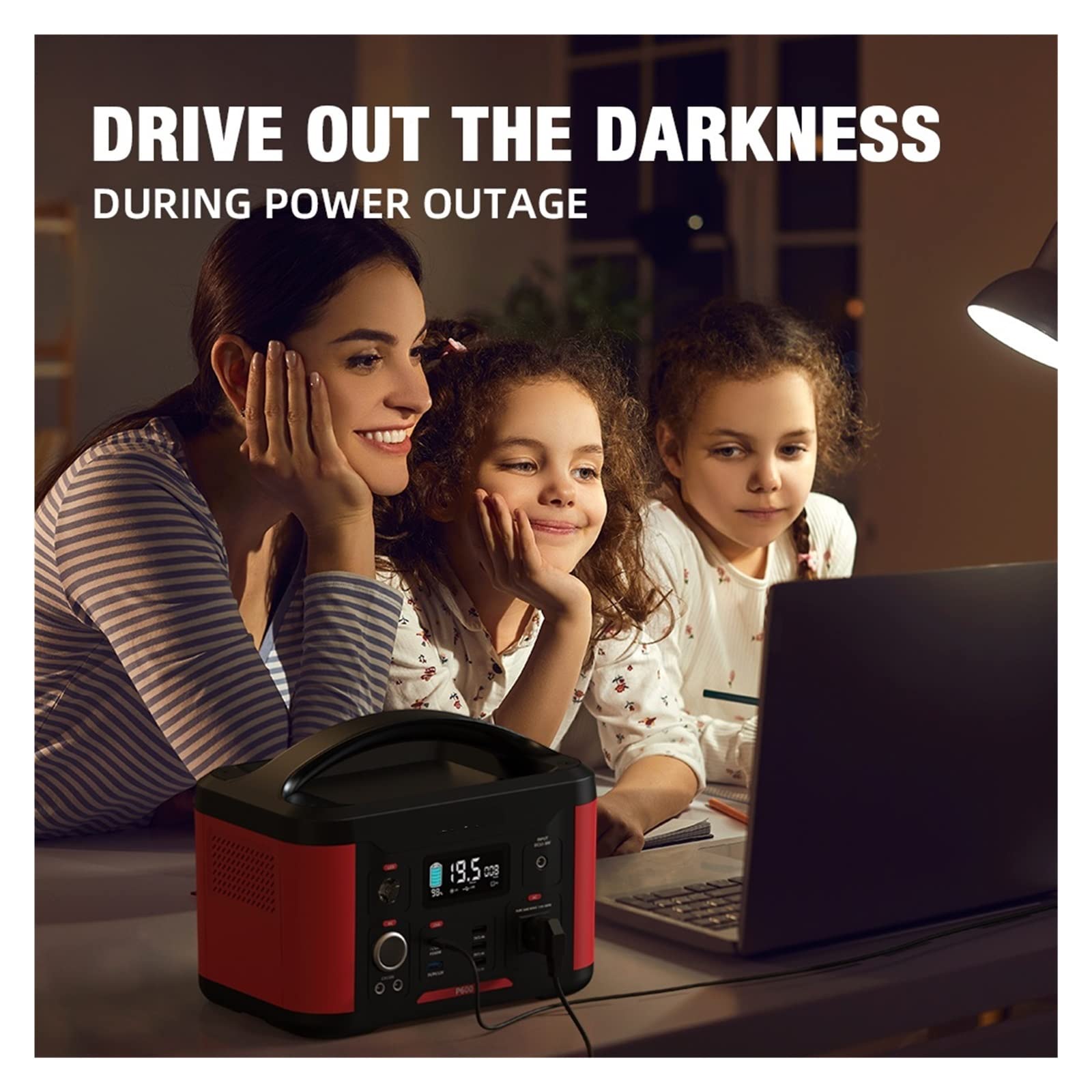 Centrale elettrica portatile 626Wh Generatore solare 600W AC Presa esterna RV/Van Campeggio Pesca Casa Pannello Ricarica,Fornitura automobilistica