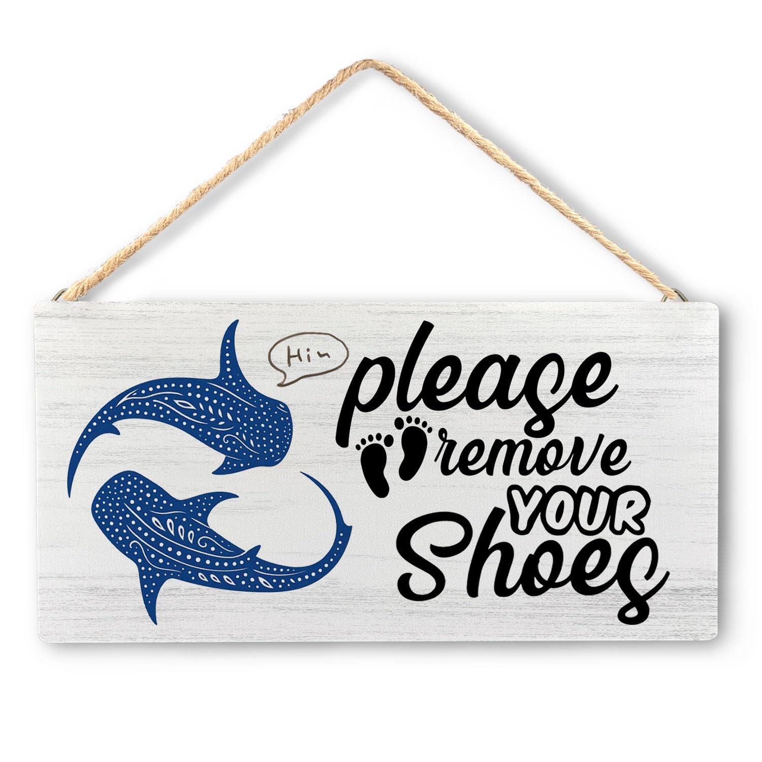12X6 Inch Whale Shark Please Remove Your Shoes Sign - Rustic Wooden Hanging Art, Front Door Decor, Gift for Marine Lovers & Hosts