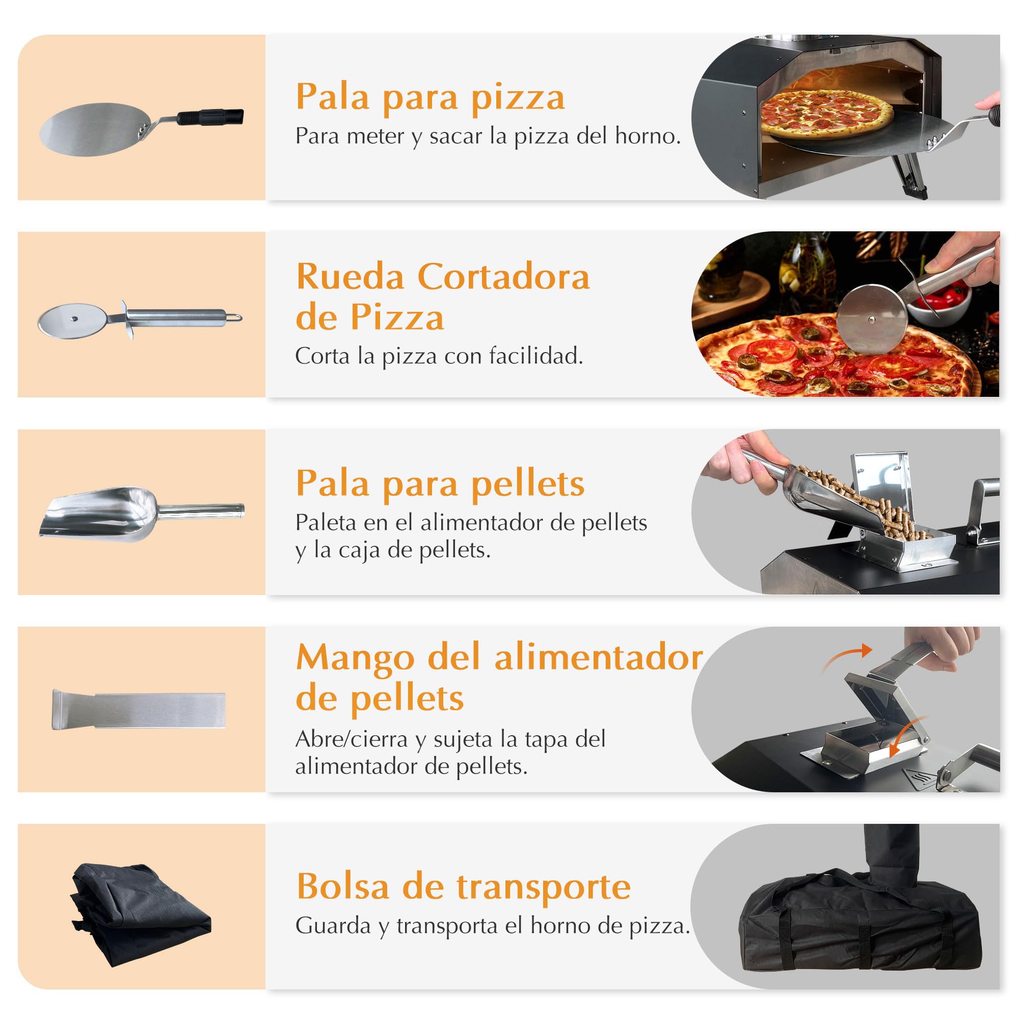 Horno de Pizza 12 Pulgadas: KitchenBoss Horno Leña de Pizza para Exteriores Temperatura Máxima 500 ℃ Horno Leña de Pizza Portátil al Aire Libre Combustible Madera Carbón para Camping Jardín Parque