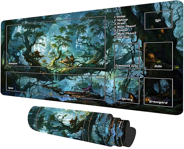 MTG Playmat with Zones, Landscape Trading Card TCG Play Mat Smooth Rubber Base Mouse Pad for MTG TCG Card Battle Game for Beginner 23.6X 13.7 inches - Mtg Playmat With Zones 4