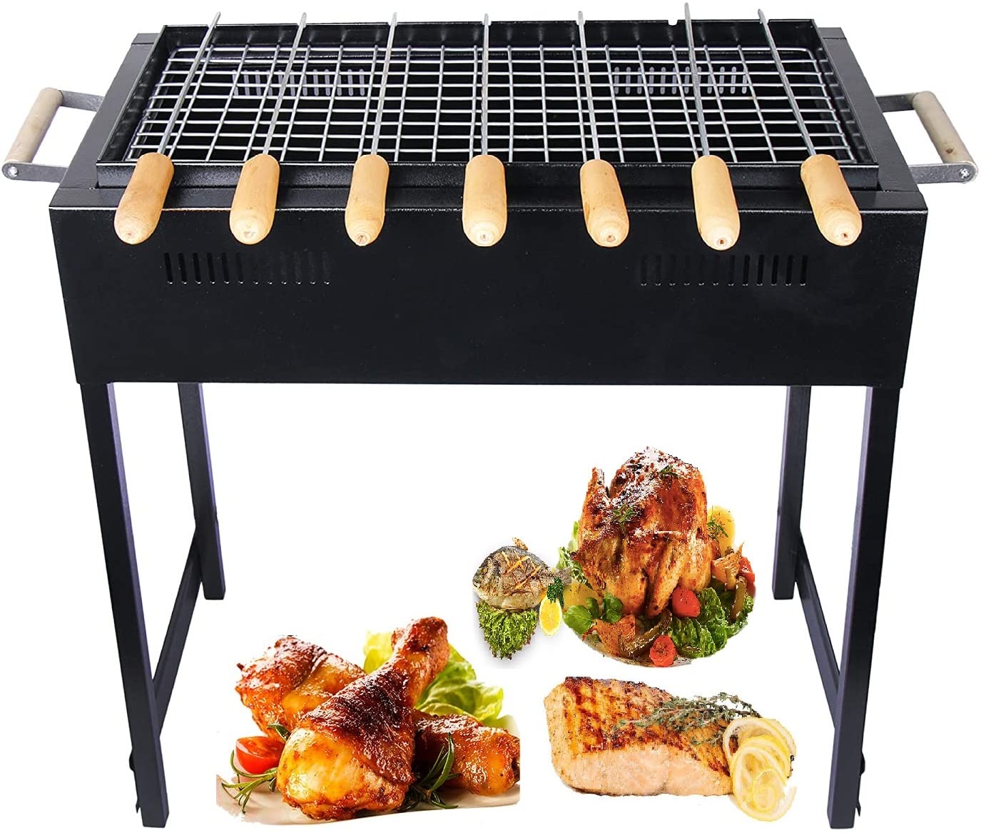 kobbey Charcoal Barbeque Grill Set For Home & Outdoor with 7 Skewers, 1