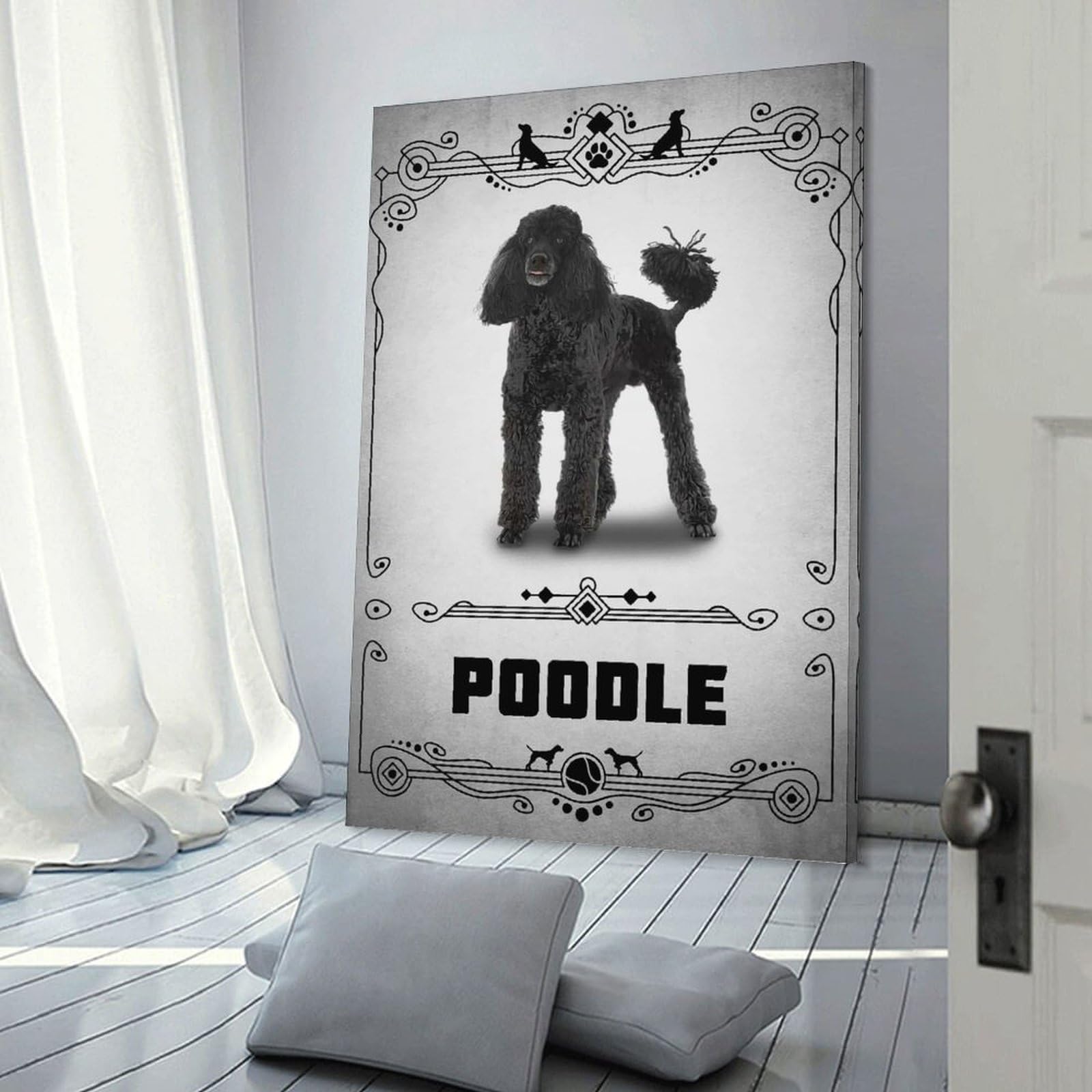 Junmoney Poodle Canvas Wall Picture 24x36inch(60x90cm), for Contemporary Homes, Apartments Or Offices, Wall Decor with Flexible Room Appeal