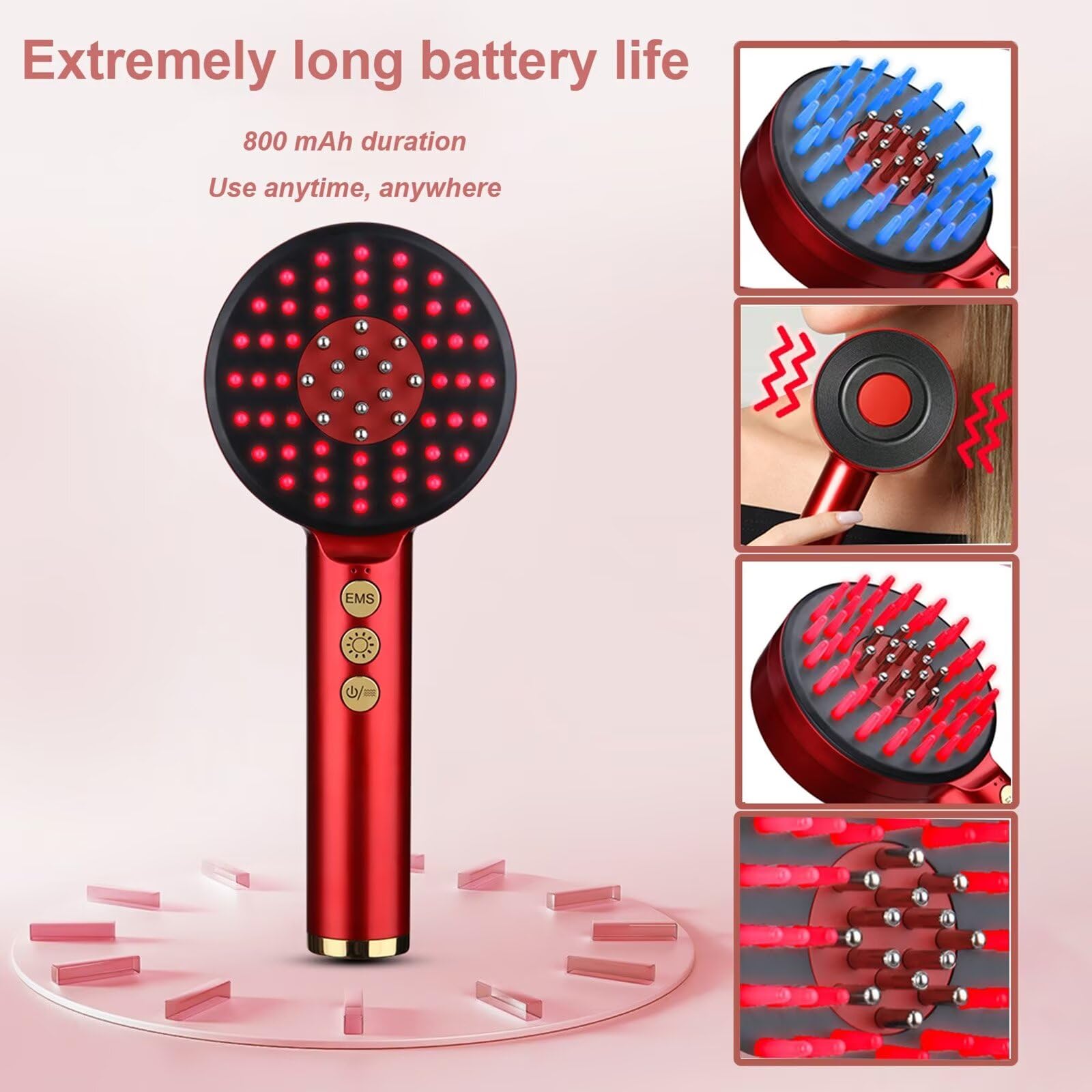 Cepillo masajeador eléctrico de atomización nano, peine masajeador eléctrico con vibraciones, peine masajeador para el cuero cabelludo para nutrir el cabello y aliviar la presión en la cabeza