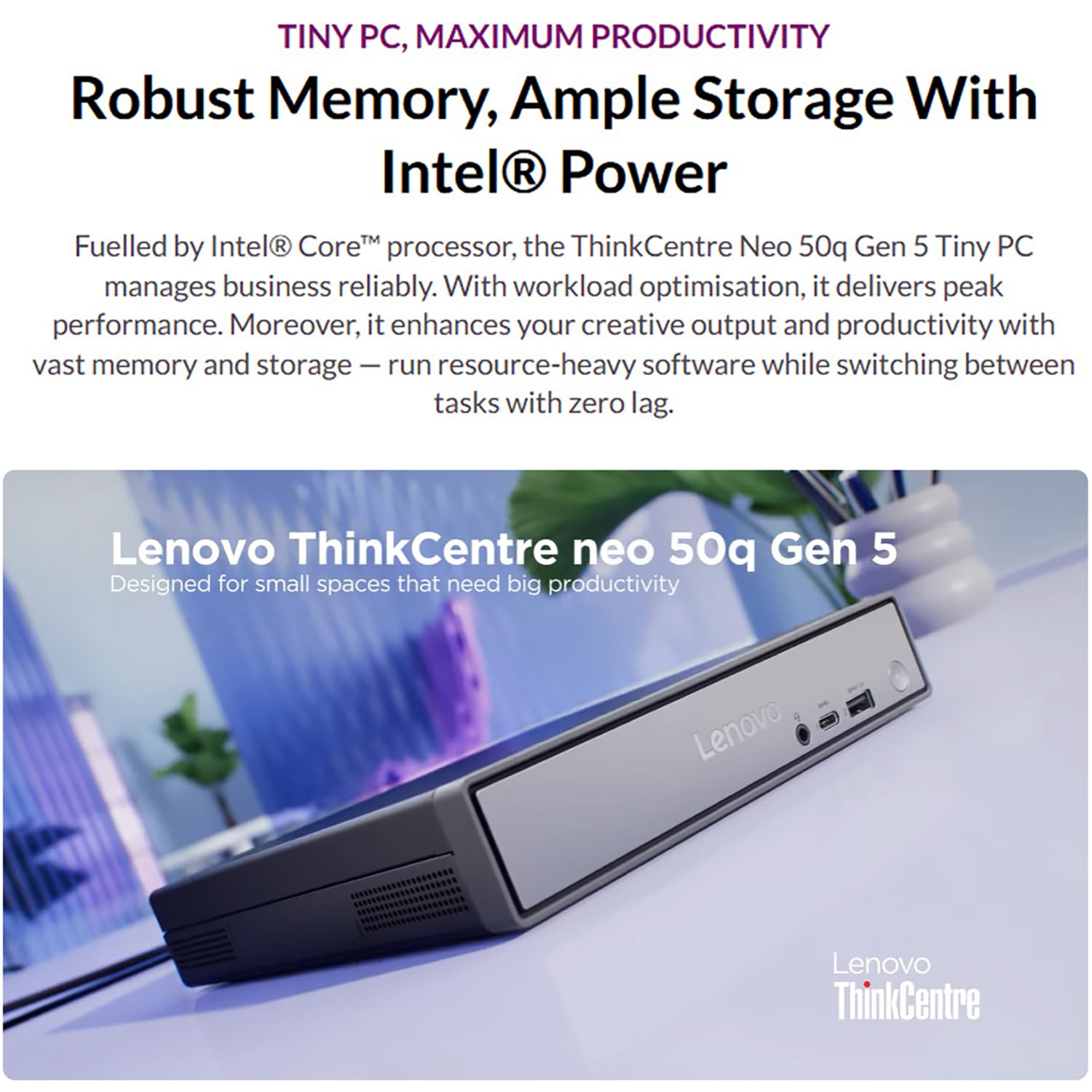 Lenovo ThinKCentre neo 50q Gen 4 Tiny 1L Business Mini Desktop
