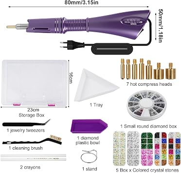 Hotfix Applicator Tool & Bedazzler Kit with 8600 Rhinestones 6 Tips, Stencils, Case for Fabric, Leather, Clothing DIY Bling Design