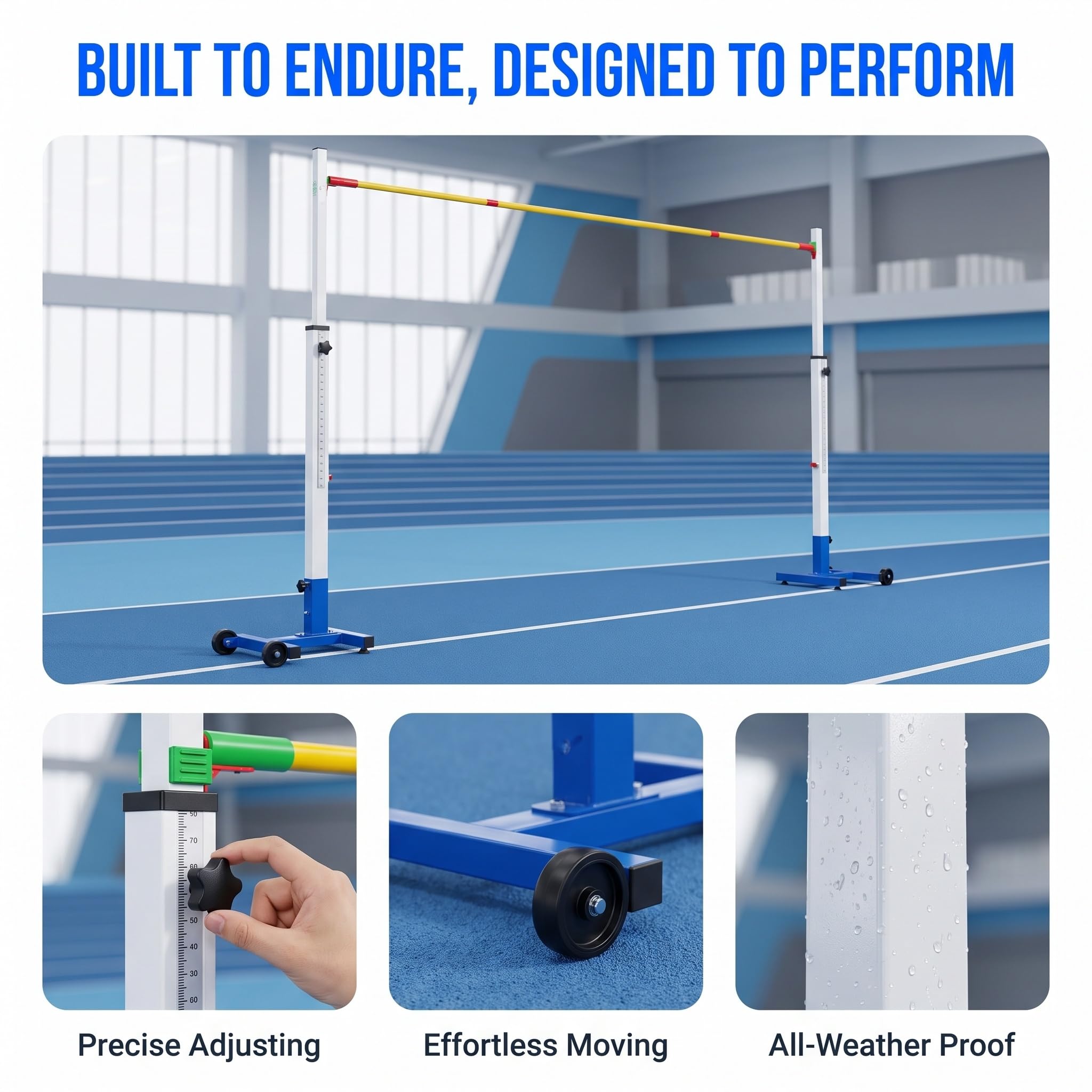 Supporti Portatili per Il Salto in Alto, Supporti per Allenamento Agonistico per Il Salto in Alto A Scuola, Regolabili da 50 A 200 Cm, per Atletica, Scuola, Stadio. Asta Non Inclusa.