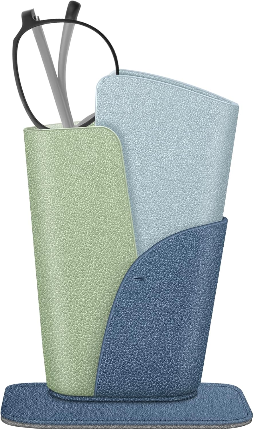 Fintie Eyeglasses Holder - Anti-scratch Premium Vegan Leather Glasses Stand Case for Desk or Nightstand, Ocean Blue