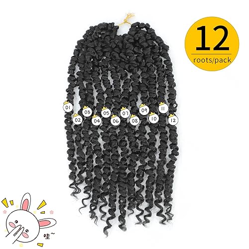 Miniatura 6 de Fulcrum Cabello Passion Twist de 8 pulgadas, 8 paquetes de cabello de ganchillo Passion Twist para mujeres negras, cabello pretrenzado de ganchillo