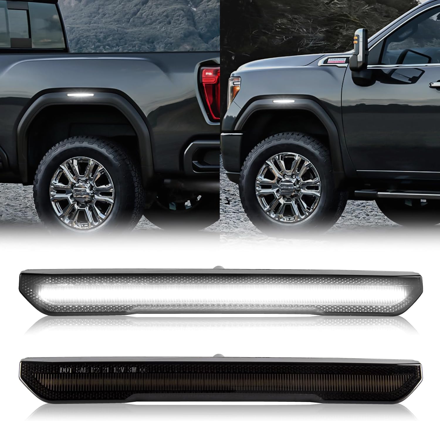 Gempro LED Side Marker Lights Compatible with GMC Sierra 2500HD 3500HD 2020-2024 Pickup Truck Front/Rear Fender Marker Lamps, 2PCS (Amber Led)