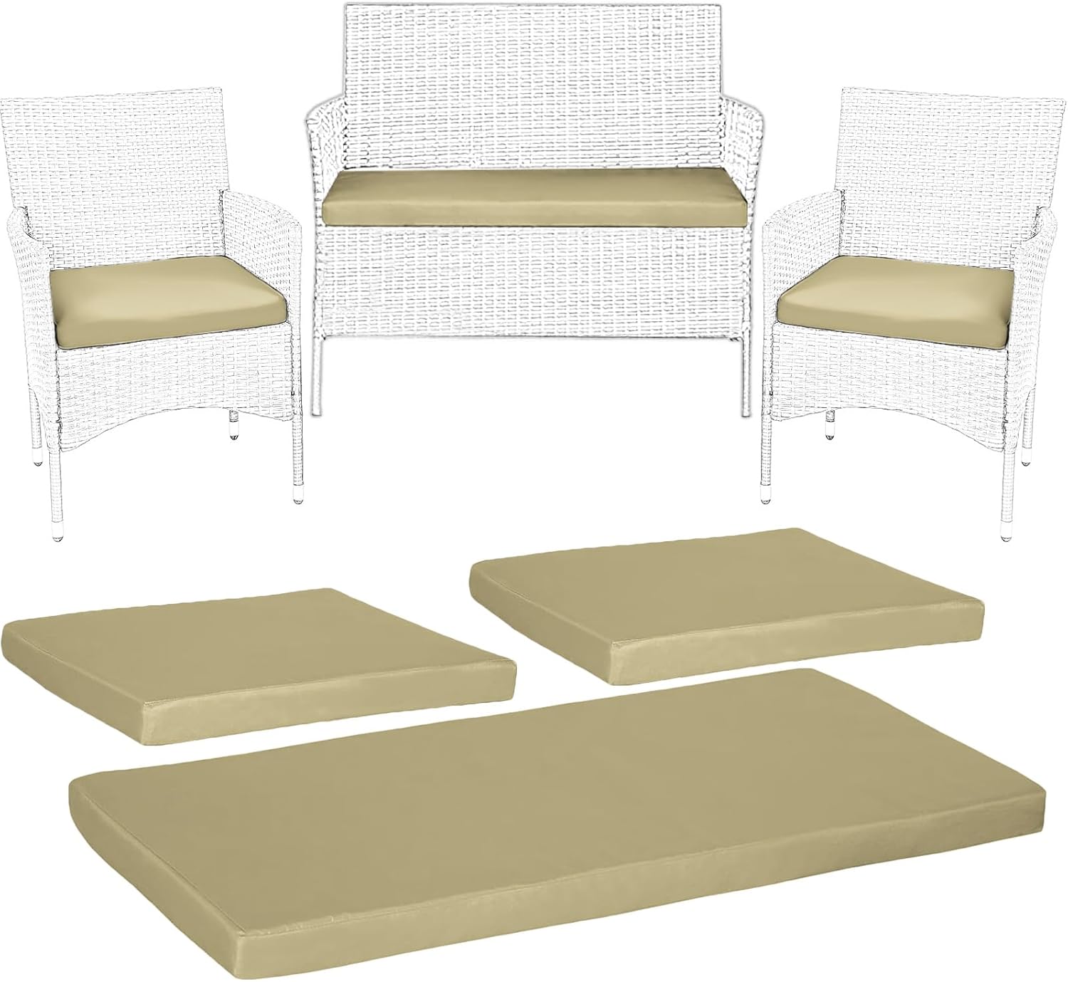 KISAA Living Outdoor Garden Rattan Cushions 3Piece Set for Rattan