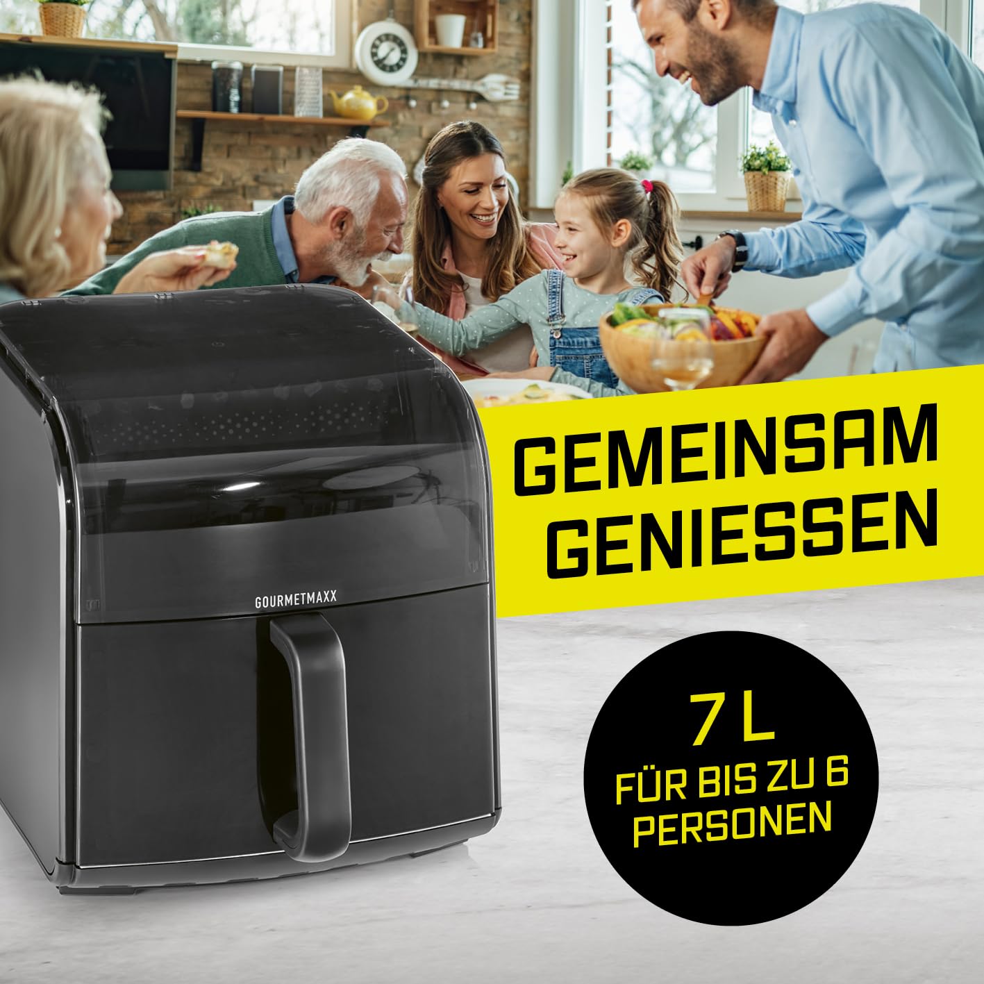 GOURMETmaxx Heißluftfritteuse mit Sichtfenster & Panoramadach - 7 L – Bild 7