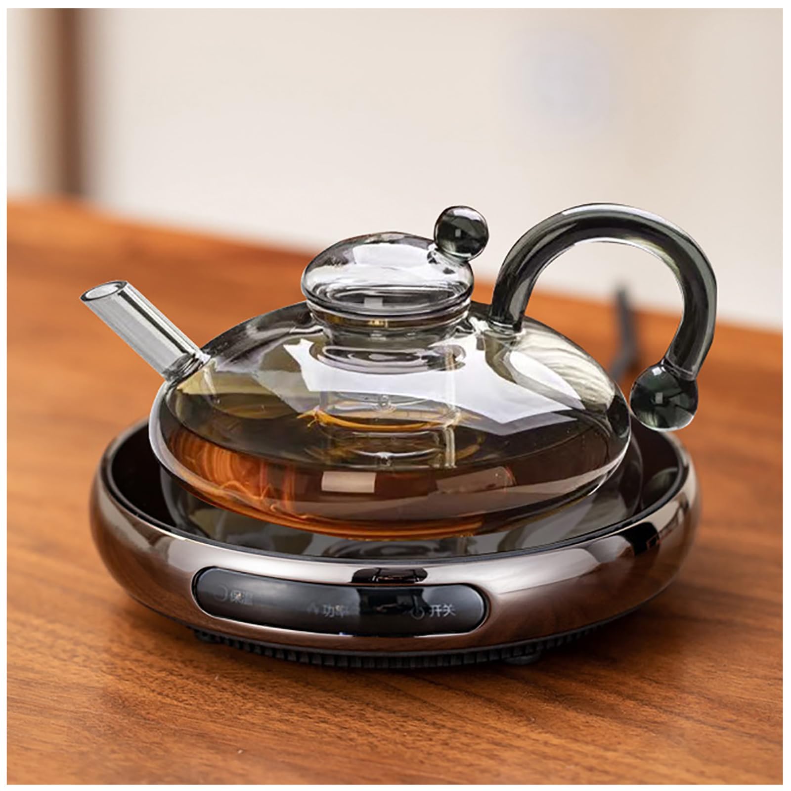 Zestaw do parzenia herbaty i kawy liściastej z ceramicznym czajnikiem elektrycznym, podgrzewany, z wbudowanym filtrem(Electric ceramic stove+Gray)