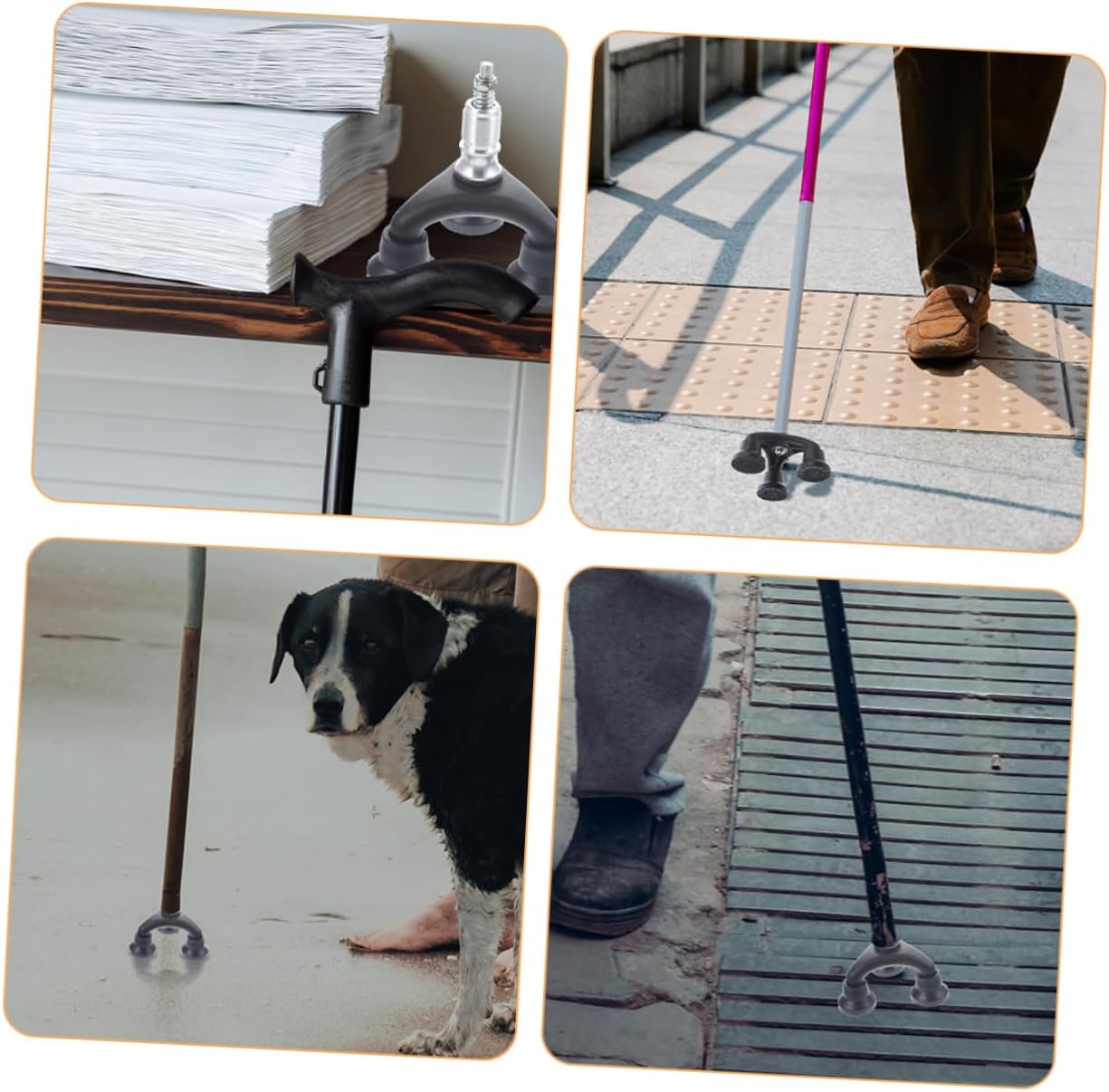 2pcs Enhanced Stability Crutch Foot Covers Plastic Cane Tips Replacement for Elderly Crutches Nonslip Design