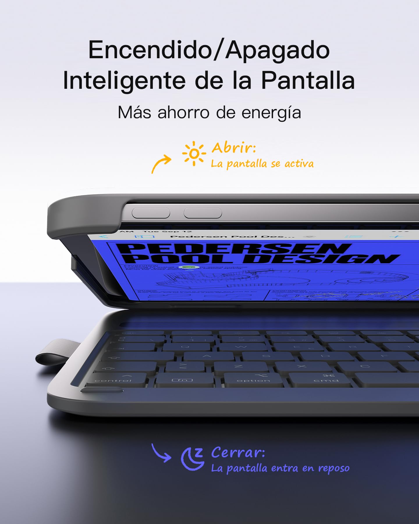 Inateck Funda con Teclado Ultraligera con Portalápices para iPad 10ª/11ª Gen, iPad Air 11"(M4/M3/M2), Air 6/5/4 10.9", iPad Pro 11 (4ª/3ª/2ª/1ª Gen). AirTap Gris