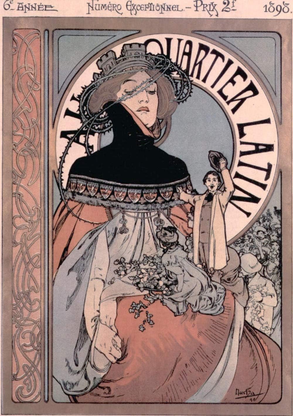 Diy油絵キット大人のための Alphonse Maria Mucha アルフォンス マリア フレームなし ミュシャ 奉呈 図 Diyデジタルキャンバス絵画ギフトキッズペイントナンバーキット16 インチ