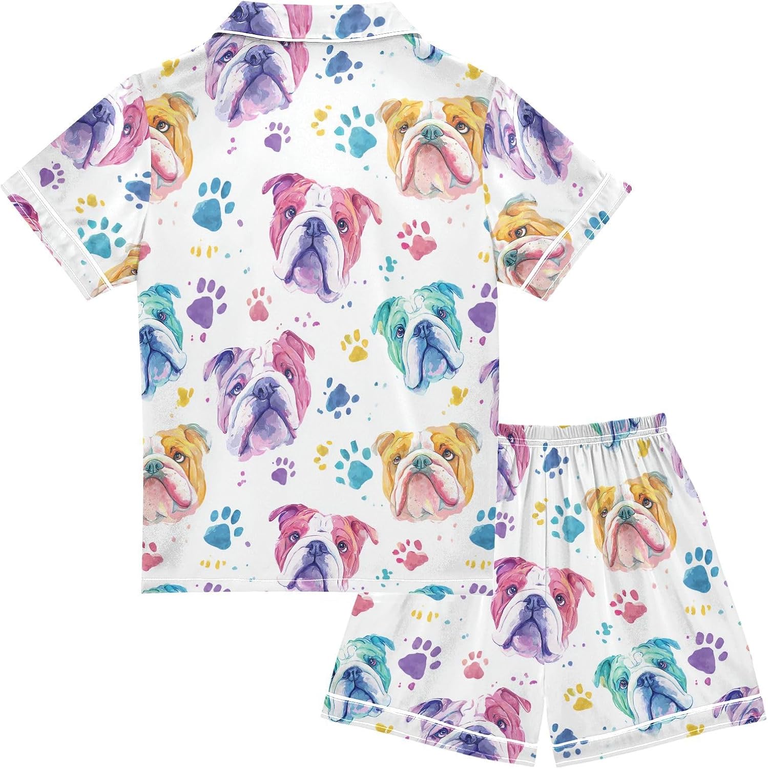 Silk Pajamas Sets Soft Satin 2 Piece Pjs Set Short Sleeve Sleepwear Nightwear
