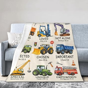 God Says I Am Truck Throw Blanket Trucks Blankets Fleece Plush Flannel Stuff Super Soft Cozy Warm Lightweight Decor Gifts for Lover Boys Girls Kids Adults Men Women 40" x 50"