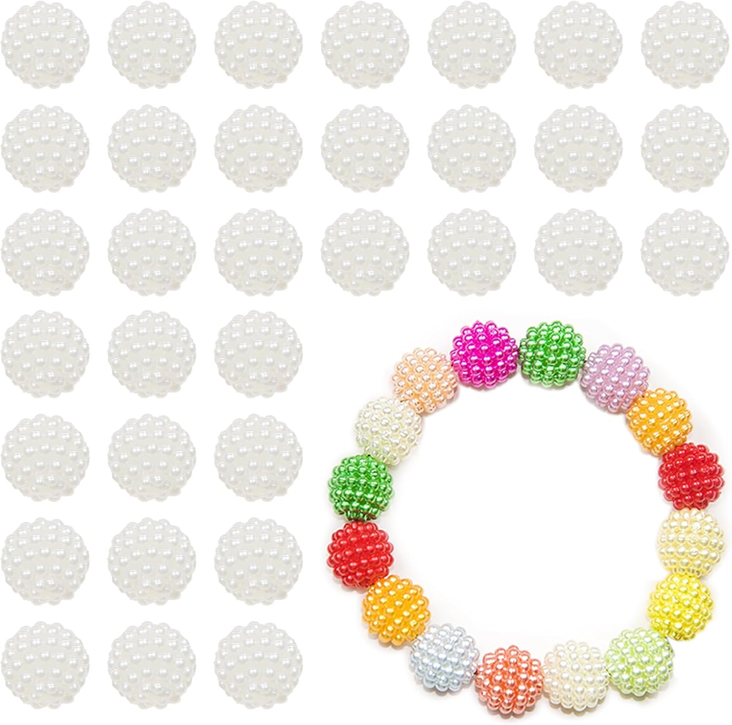 200Pcs Bayberry Round Beads,12mm Acrylic Imitation Pearl for Jewelry Making,Loose Pearl Beads for Bracelet Necklace Earring DIY Art Craft Projects Home Decoration-White