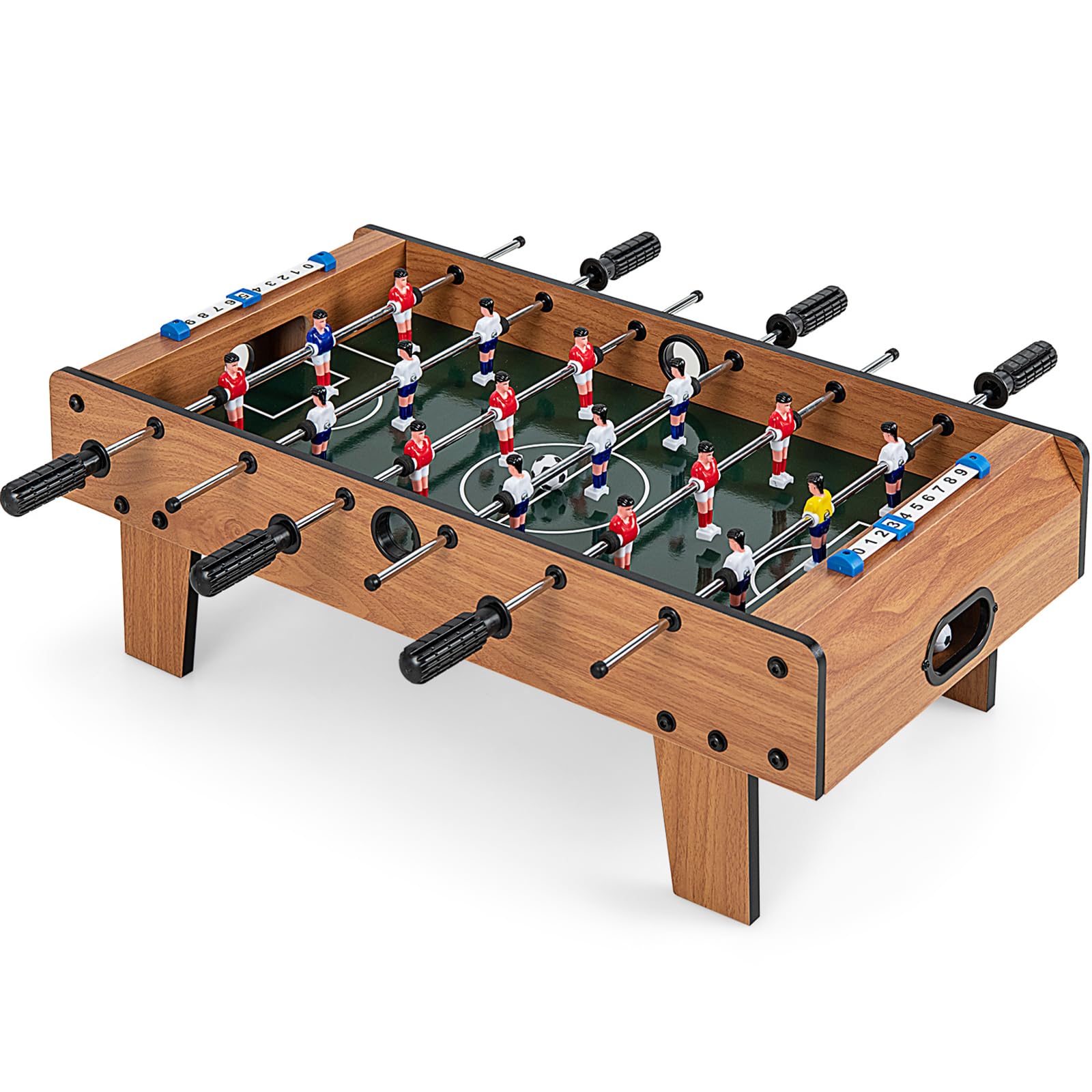 COSTWAY Calcio Balilla da Tavolo Salvaspazio per Bambini e Adulti | Calcetto da Tavolo con 18 Giocatori e 2 Palloni, Biliardino per Casa Feste Bar, 69 x 36 x 24 cm