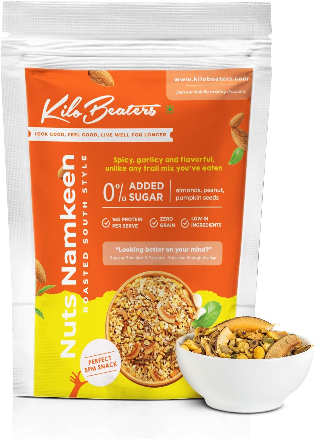 - KILOBEATERS Zero Sugar Roasted South Indian Style Nuts Namkeen Healthy Mixture Snacks for Diet, Zero Preservative - 400 g (Pack of 1)