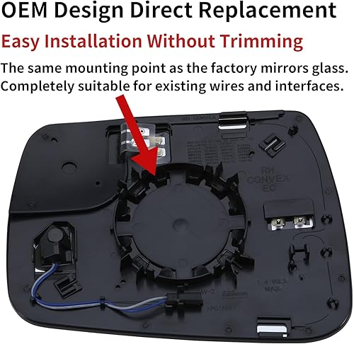 Miniatura 3 de Espejo lateral del pasajero de repuesto para Dodge Ram 1500 2500 2019 2020 2021  Espejo lateral derecho, espejo retrovisor de vidrio con calefacción