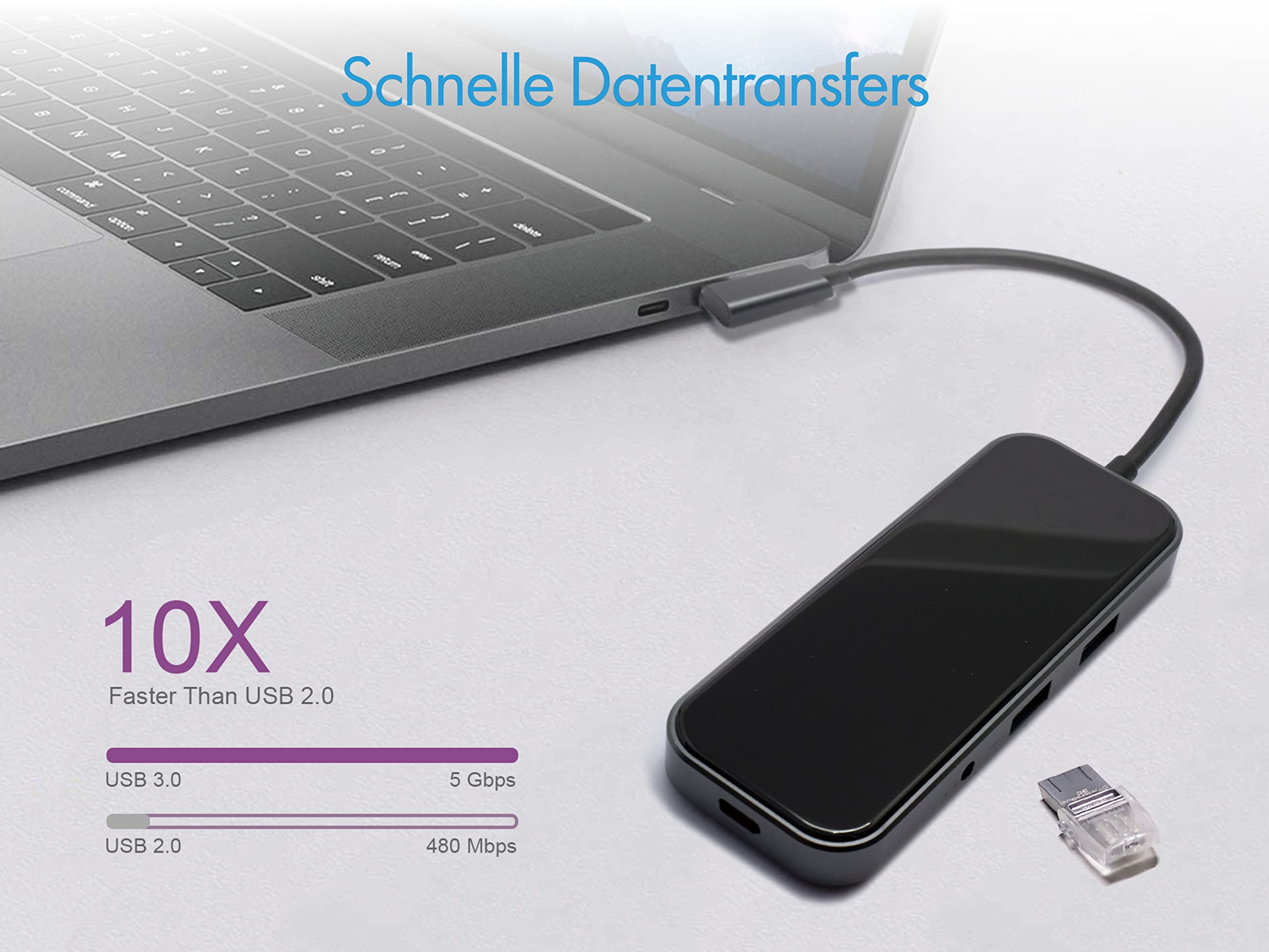 ICY BOX Docking Station USB-C (8 in 1) con 1 HDMI (4K 30Hz), 3 porte USB 3.0 HUB, 100 W Power Delivery, lettore di schede, audio per laptop, MacBook, iPad Pro o Android Tablet/Smartphone