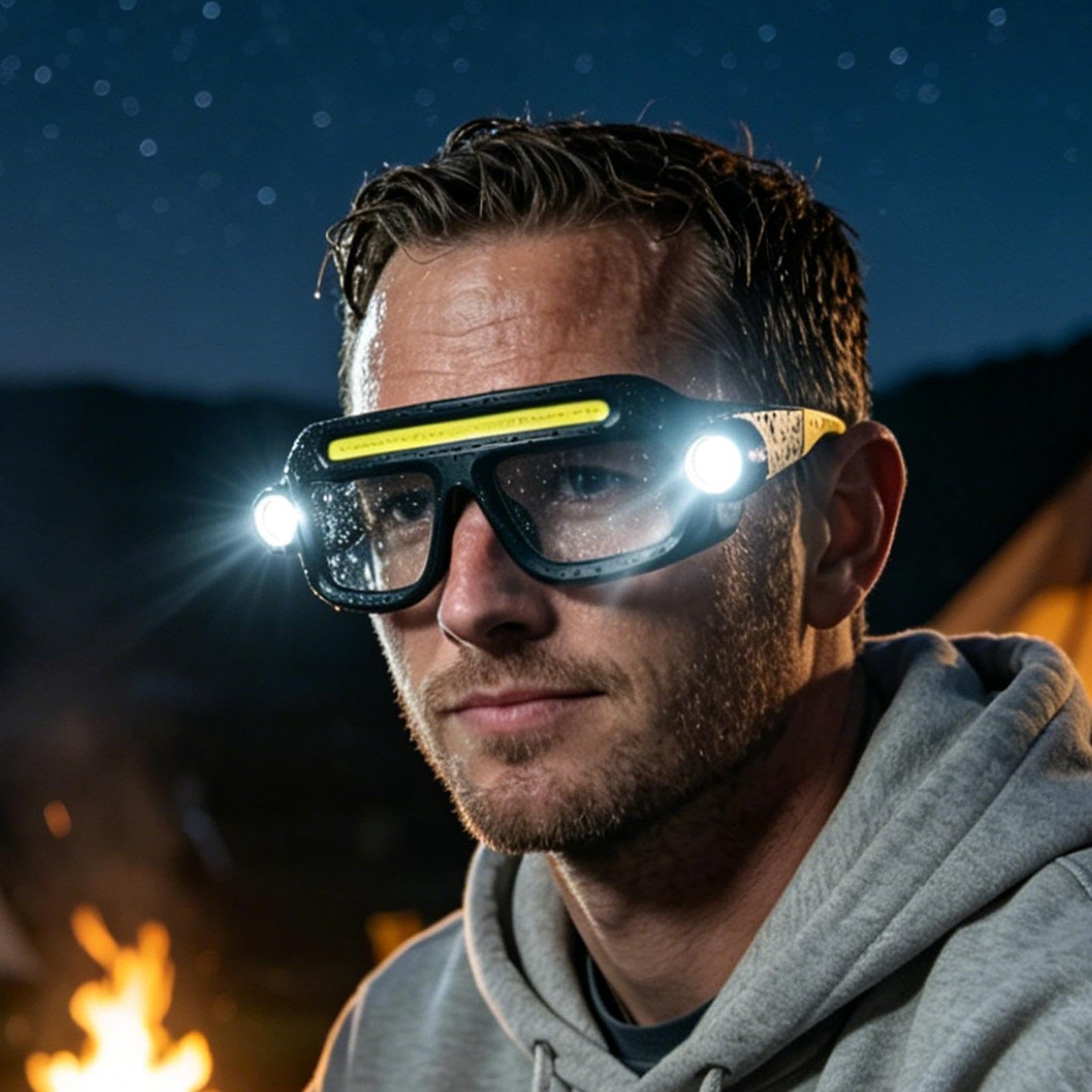 Linterna frontal recargable, recargable y regulable con lentes, faro para correr, manos libres, para pesca nocturna al aire libre, ciclismo, correr, camping, senderismo, escalada, trabajo
