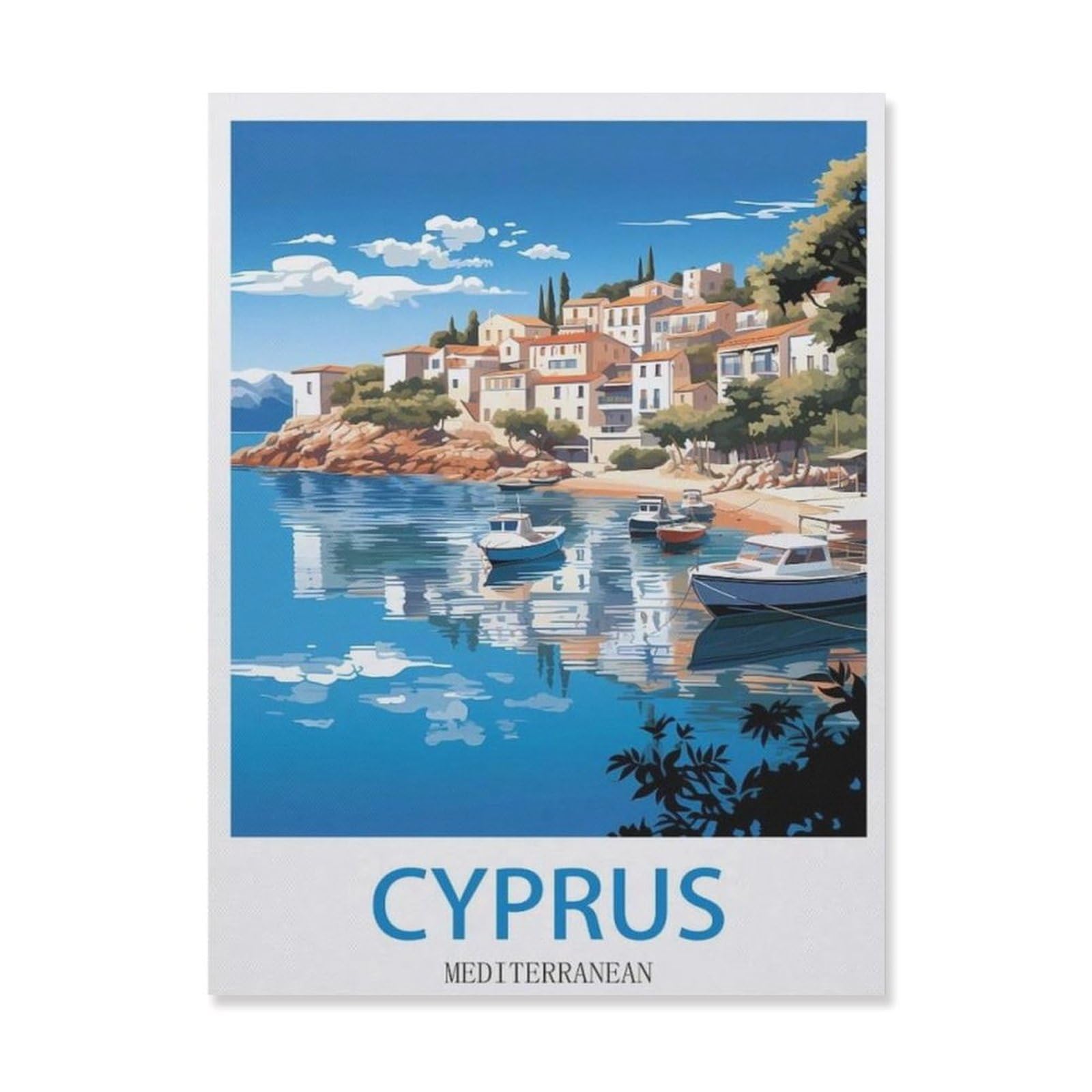 Funny Metal Tin Sign Wall Decor，Cyprus Mediterranean(15x30cm）