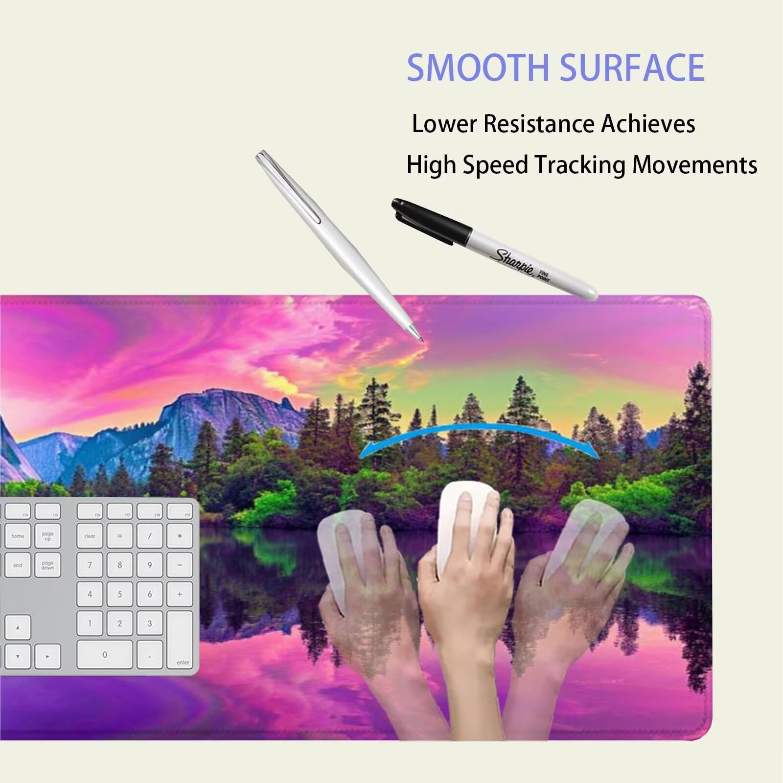 Tapis de Souris de Jeu Violet Tapis de Souris XXl 1600x800x3mm Blanc Tapis Souris Gaming Grand, Avec Bords Surpiqués et Base en Caoutchouc AntidéRapant Surface, AméLiore La PréCision et La Vitesse D85