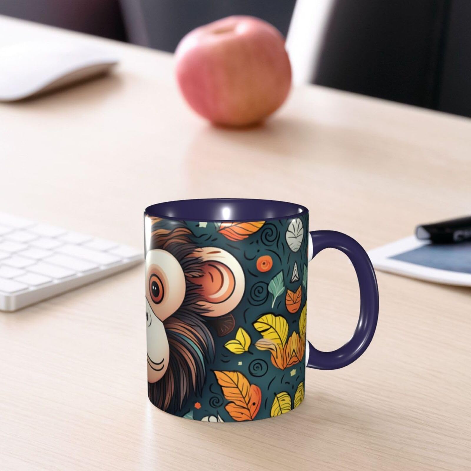 Ceramic Coffee Mug 11oz, Monkey Pattern Novelty Mugs Coffe Cups With Handle Funny Tea Cup Gifts For Women Men Home Office Kitchen