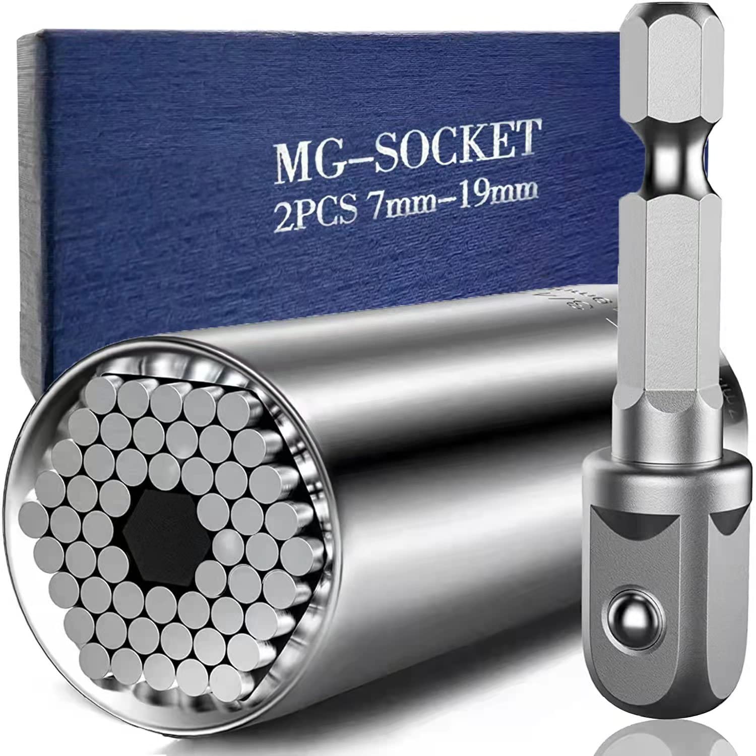 Universal Socket Tools Gifts for Men Dad - Socket Set with Power Drill Adapter, Super Universal Socket Grip Gadgets for Men, Tool for Men Women Husband, Universal Socket Grip 1/4''-3/4''(7mm-19mm)