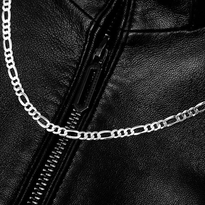QUADRI Figaro Sterling Silver Chain for Men, 5mm Italian Link Necklace, 16-30 Inch, 925 Sterling Silver Diamond-Cut, Cadena de Plata 925 para Hombre, Made in Italy, Gift Box Included - Image 3