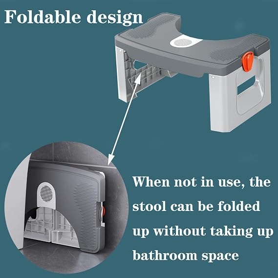 Toilet Stool, Ergonomic Bathroom Poop Stool for Squatting Posture, Portable Plastic Potty Stool for Adults & Kids Foldable Bathroom Leg Raiser Stand Feet - Anti-Slip Feet