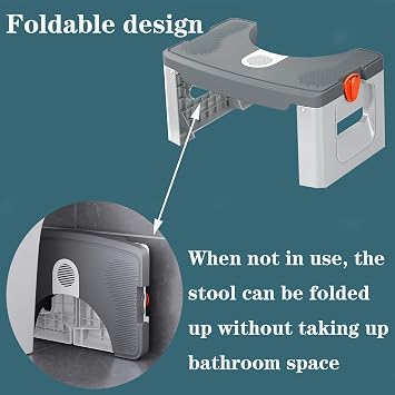Toilet Stool, Ergonomic Bathroom Poop Stool for Squatting Posture, Portable Plastic Potty Stool for Adults & Kids Foldable Bathroom Leg Raiser Stand Feet - Anti-Slip Feet