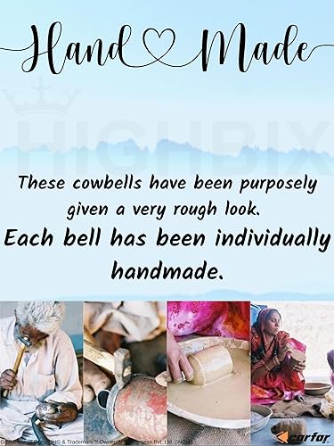 Miniatura 5 de Estilo rústico 4 campanas racimo vintage hecho a mano metal Harmony Navidad colgantes de vaca campanas en cuerda de yute