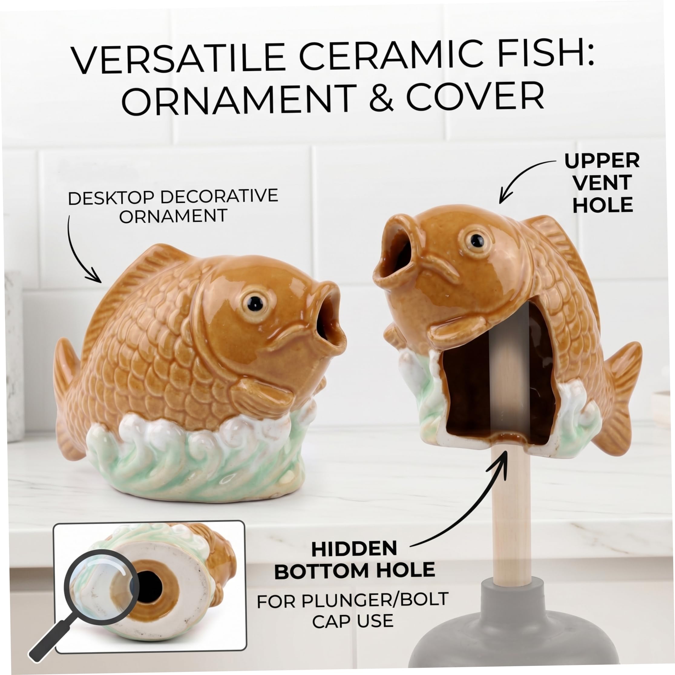 Cracheur d'étang à Poissons Koi en céramique - Bec de Fontaine d'eau réaliste pour Petits étangs, Jardins et piscines Style 1