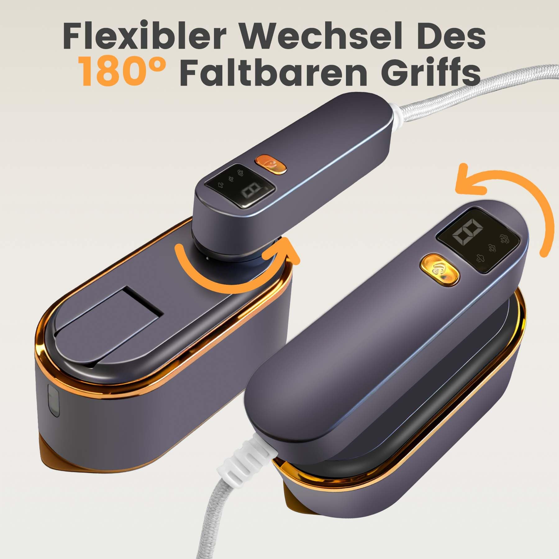 Steamer Défroisseur à vapeur, 2000 W, chauffage ultra rapide 9 s, réservoir d'eau de 130 ml, fer à repasser portable 2 en 1 avec 3 modes et affichage LED, mini fer à repasser pour voyage