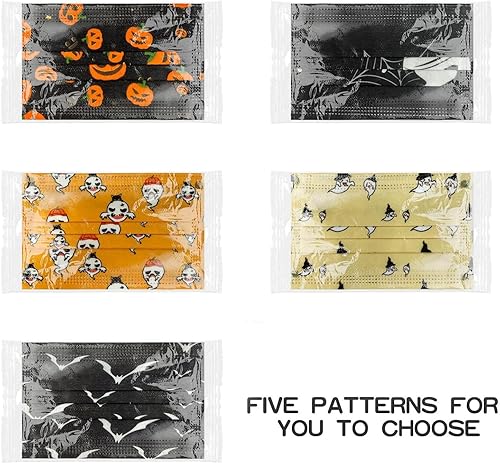 Miniatura 2 de Paquete de 50 mascarillas desechables para niños, envueltas individualmente, 3 capas no tejidas, transpirables, divertidas, protectoras para niños y