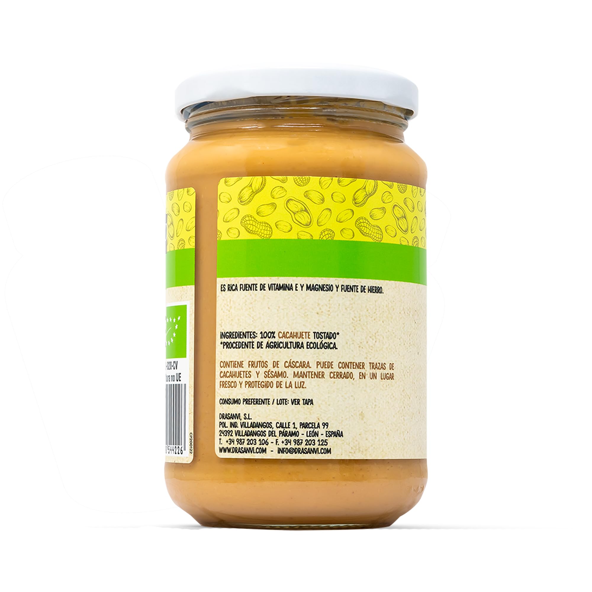Drasanvi ECOSANA CREMA DE CACAHUETE CERTIFICADO BIO by - Fuente de proteínas - Alto contenido en fibra - 100% cacahuetes ecológicos - VEGANO - SIN GLUTEN - 350g — view 3