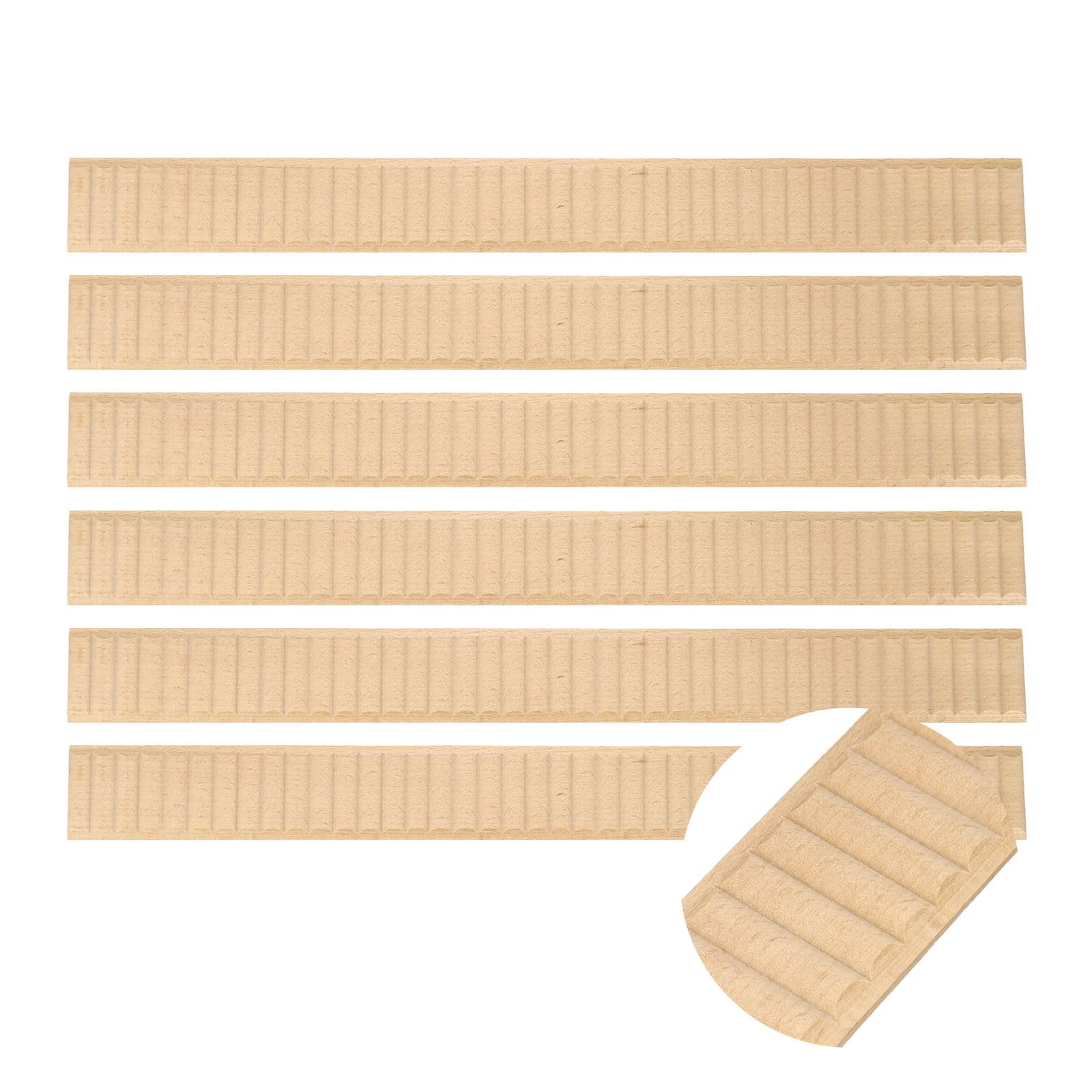 sourcing map 6Pcs 15.75" Decorative Wood Trim, Unfinished 3D Wooden Furniture Molding Trim for DIY Craft, Home Wall Cabinet Shelf Window Door (Wavy, 40mm)