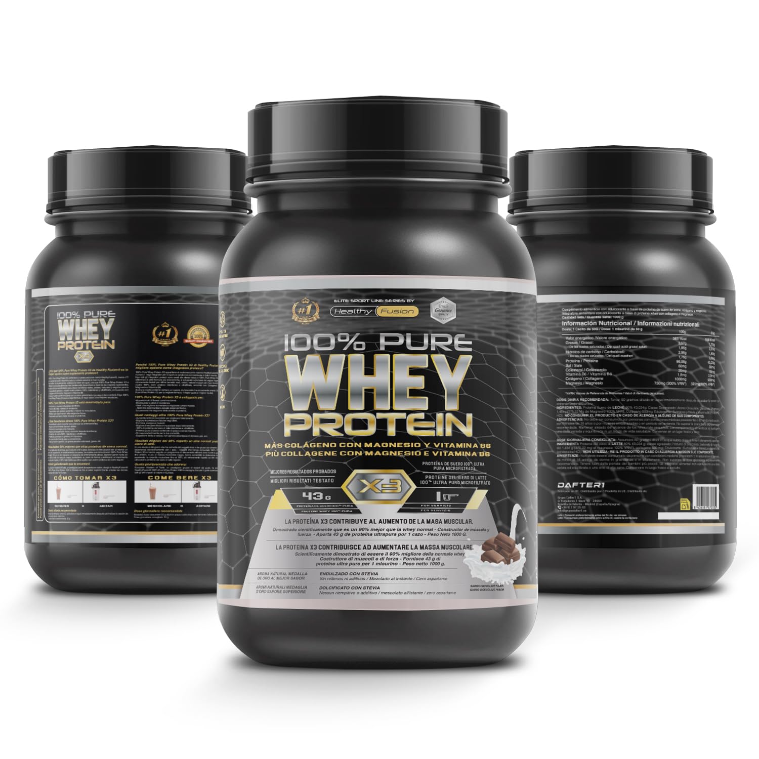 Healthy Fusion Whey Protein | Proteína Whey pura con Colágeno + Magnesio | Mejora tus entrenamientos | Protege y aumenta la masa muscular | 1000g de proteína (Chocolate)