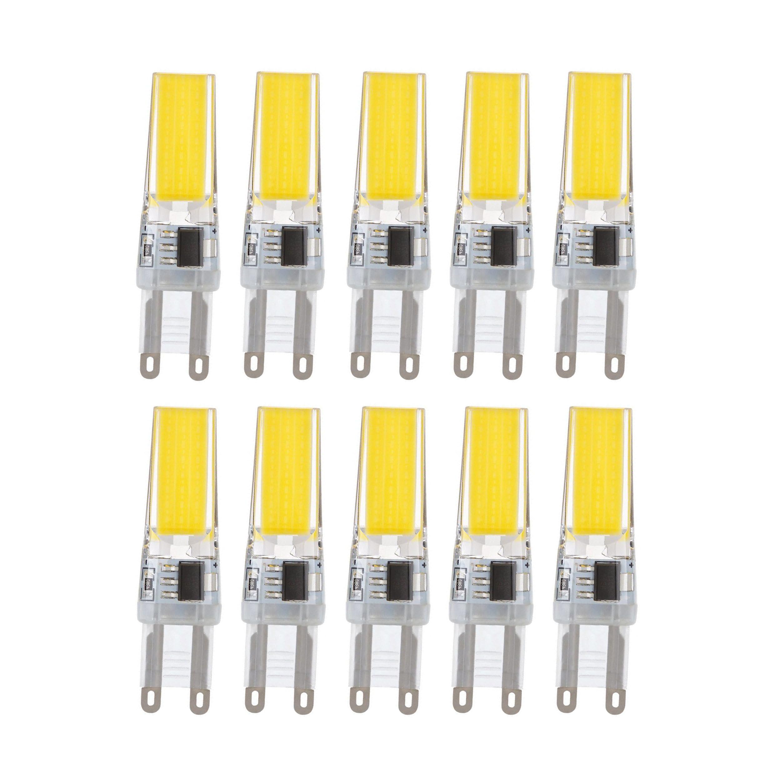10r Pack LED COB Silikon Stiftsockellampe G9 3W ersetzt 25W, tageslichtweiß 6000K 330lm nicht dimmbar | LED Stiftsockellampe | LED G9 | G9 Stiftsockellampe