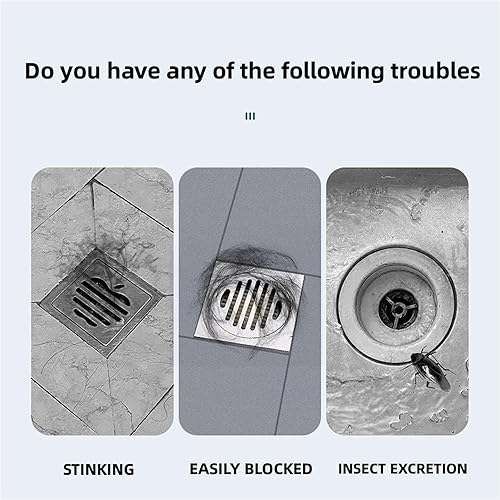 Miniatura 4 de MAOYONG Cubierta de drenaje de ducha - Tapón cuadrado de silicona para drenaje de piso para baño, tapón de drenaje de bañera, tapón de drenaje de